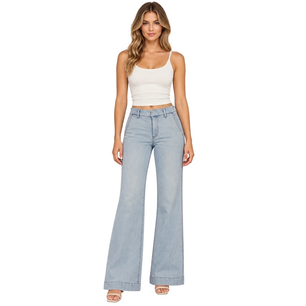 Express 70s Flare Jeans Women's Size 4R Light Wash Mid Rise Conscious Edit Blue